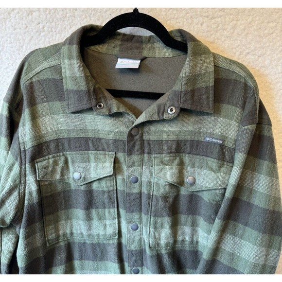 Columbia Omni Wick Green Plaid Trail Lumberjack Shirt Men's Large Shacket - Picture 8 of 12